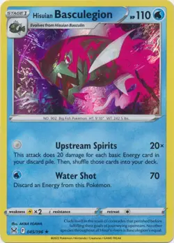Holo Hisuian Basculegion 045/196 Holo Rare Lost Origin Pokemon TCG - Image 1