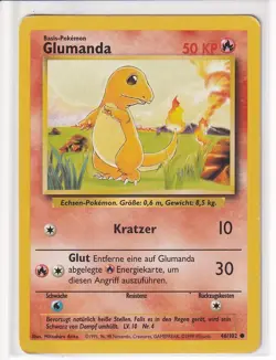 GLUMANDA (CHARMANDER) Pokemon: Base Set Common 46 /102 MP (GERMAN) - Image 1