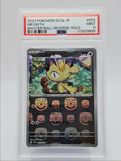 MEOWTH 2023 POKEMON JAPANESE 151 MASTER BALL REVERSE HOLO 52/165 PSA 9 Q0004 - Image 1