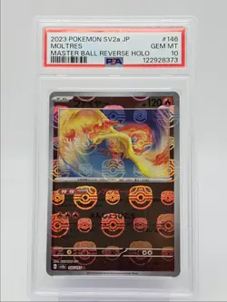MOLTRES 2023 POKEMON JAPANESE 151 MASTER BALL REVERSE HOLO 146 PSA 10 Q0004 - Image 1