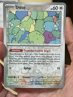POKEMON DITTO #132/165 RARE REVERSE HOLOFOIL NM CARD SCARLET & VIOLET 151 NM - Image 1