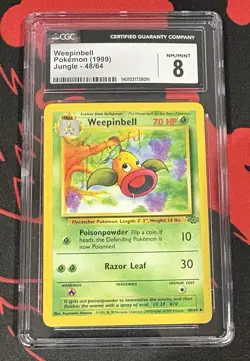 ⭐ CGC 8 NM / MINT ⭐ Weepinbell JUNGLE Pokemon Card 48/64 TCG 1999 ✨ Vintage ✨ - Image 1