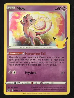 Mew 011/025 25th Anniversary Celebrations Holo Rare Pokemon TCG Card NM - Image 1