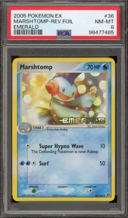Pokemon Marshtomp EX Emerald Reverse Holo #36 PSA 8 - Image 1