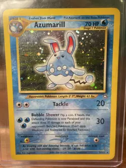 Pokemon TCG Azumarill Neo Genesis Holo Card 2/111 Unlimited Rare, LP Condition - Image 1