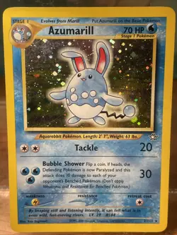 Pokemon TCG Azumarill Neo Genesis Holo Card 2/111 Unlimited Rare, LP Condition - Image 3