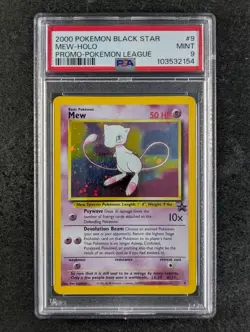 2000 Pokemon MEW #9 Black Star Promo Pokemon League Cosmos Holo English PSA 9 - Image 1