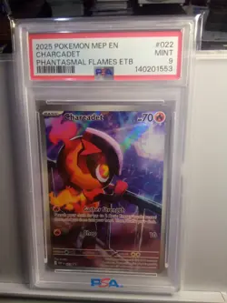 2025 Pokemon Mep En Charcadet Phantasmal Flames Etb 022 Promom Psa 9 - Image 1