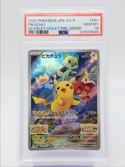 PIKACHU 2022 POKEMON JPN SCARLET VIOLET PRE-ORDER PROMO 001/SV-P PSA 10 Q0004 - Image 1