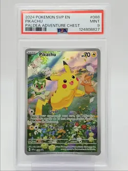PIKACHU 2024 POKEMON PALDEA ADVENTURE CHEST BLACK STAR PROMO #088 PSA 9 Q0004 - Image 1