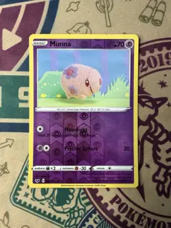 REVERSE HOLO Munna 087/202 Asako Ito Crocheted Sword Shield Pokemon Card - Image 3