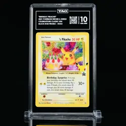 TAG 10 GEM - BIRTHDAY PIKACHU HOLO - BLACK STAR PROMO #24 - Pokemon CELEBRATIONS - Image 1