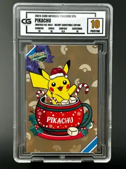 2024 Pokemon CG 10 Pristine PIKACHU Christmas Data TCG XMAS Holiday 7 CGC PSA - Image 1