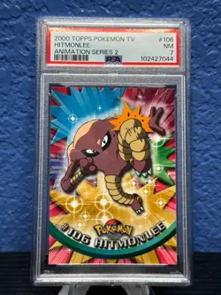 2000 Topps Pokemon #106 Hitmonlee Animation Series 2 PSA 7 NM - Image 1
