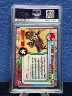 2000 Topps Pokemon #106 Hitmonlee Animation Series 2 PSA 7 NM - Image 2