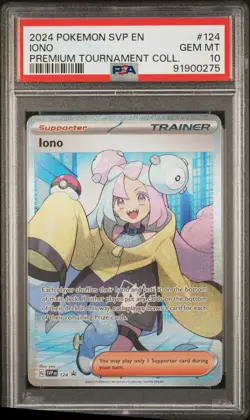 2024 Pokemon Svp En-Sv Black Star Promo #124 Iono Premium Tournament Coll PSA 10 - Image 1