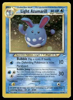 Pokemon Tcg Light Azumarill #13 Pokemon Neo Destiny MP - Image 1