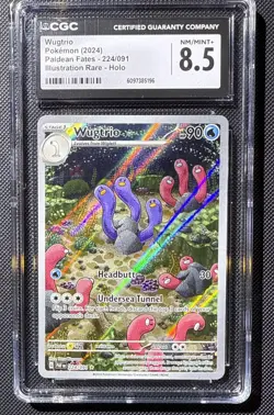 Pokemon Wugtrio Illustration Rare Card 224/091 Paldean Fates CGC Graded 8.5 - Image 1