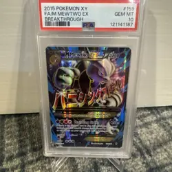 2015 Pokemon M Mewtwo EX (159 Full Art) 159/162 Breakthrough Holo PSA 10 - Image 1