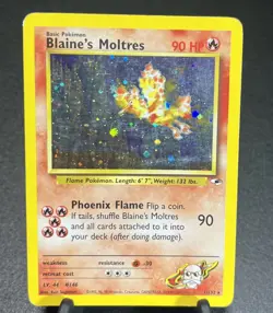 Pokemon TCG Blaine's Moltres Gym Heroes 1/132 Holo Unlimited Holo Rare WOTC 1999 - Image 1