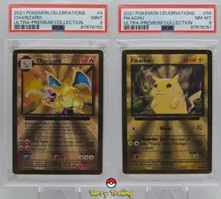 Pokemon CHARIZARD #4 & PIKACHU #58 | Celebrations UPC GOLD | PSA 9-8 SEQUENTIAL! - Image 1
