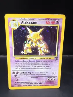 Pokemon TCG Alakazam 1/130 Base Set 2 Holo Rare WOTC Vintage A - Image 1
