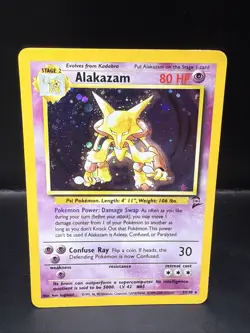 Pokemon TCG Alakazam 1/130 Base Set 2 Holo Rare WOTC Vintage A - Image 2