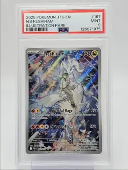 RESHIRAM 2025 POKEMON JOURNEY TOGETHER ILLUSTRATION RARE 167/159 PSA 9 Q0004 - Image 1