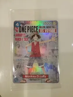 One Piece Monkey D. Luffy US Voyage College Basketball Promo Card. - Image 1