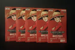 5x ENGLISH One Piece CCG: Carrying On His Will - Sleeved Booster Pack lot OP-13 - Image 1