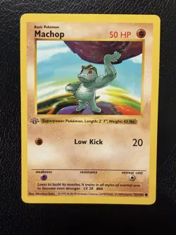 Machop 1st Edition Shadowless 1999 Pokemon Card Base Set 52/102 LP/NM - Image 1
