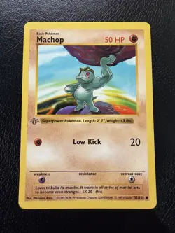 Machop 1st Edition Shadowless 1999 Pokemon Card Base Set 52/102 LP/NM - Image 2