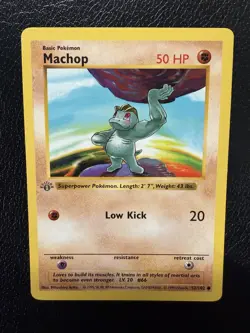 Machop 1st Edition Shadowless 1999 Pokemon Card Base Set 52/102 LP/NM - Image 3
