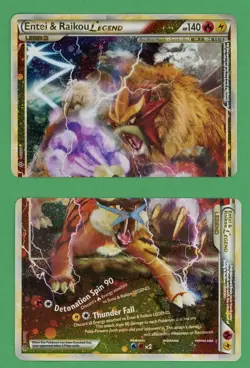 Entei & Raikou Legend Pokemon Unleashed Legend Card 90/95 91/95 LP - Image 1