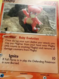 Magby 58/92 LP - Yuka Morii Clay Art - EX Legend Maker Pokemon Card - Image 3