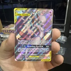 Mewtwo & Mew GX (Full Art) 222/236 SM Unified Minds Holo HP Pokemon TCG Card - Image 1