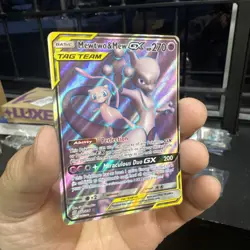 Mewtwo & Mew GX (Full Art) 222/236 SM Unified Minds Holo HP Pokemon TCG Card - Image 2