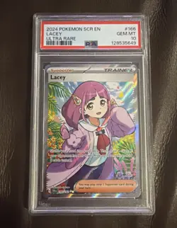Pokemon Graded Card PSA 10 Full Art Trainer Lacey #166 Stellar Crown 2024 - Image 1