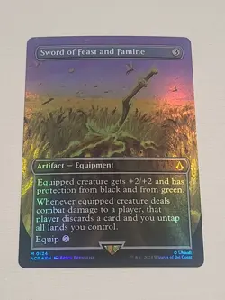 Sword of Feast and Famine - BORDERLESS FOIL - NM - MTG Assassin's Creed - Image 1