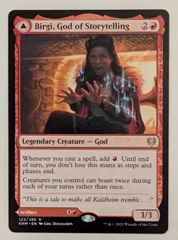 Birgi, God of Storytelling / Harnfel, Horn of Bounty, NM Unplayed, Kaldheim #123 - Image 1