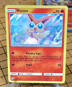 Pokemon TCG Victini 26/236 HOLO SM - Unified Minds Holo Rare NM - Image 1