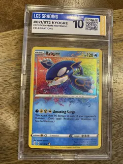 Pokemon TCG Kyogre Amazing Rare Card 021/072 Shining Fates Graded 10 Lcs Grading - Image 1
