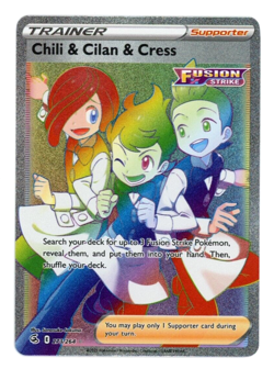 Chili & Cilian & Cress 273/264 RAINBOW RARE Pokemon TCG Fusion Strike NM - Image 1
