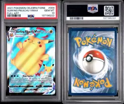 2021 Pokemon Celebrations Surfing Pikachu VMAX #009 Full Art PSA 10 - Image 3