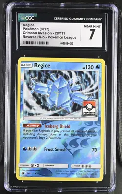 2017 Crimson Invasion #28/111 Regice Reverse Holo Pokemon League CGC 7 - Image 1