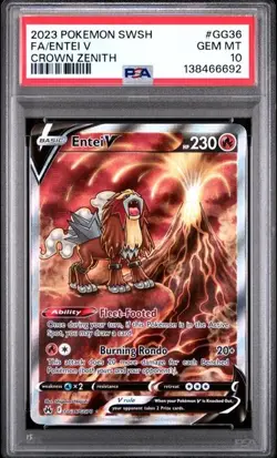 2023 Pokemon Entei V Holo Crowzn Zenith #GG36 PSA 10 Gem Mint Sword & Shield - Image 1