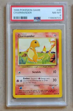 1999 Pokemon Charmander #46/102 Base Set Regular PSA 8 - Image 1