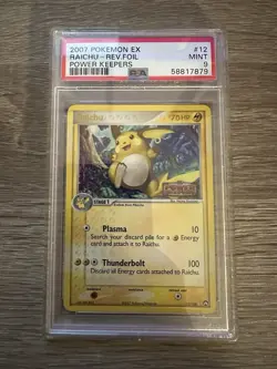 Raichu PSA 9 STAMPED Pokemon Card Reverse Holo Rare 12/108 Mint EX Power Keepers - Image 1