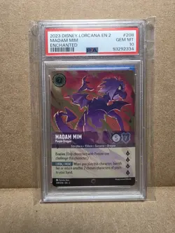 2023 DISNEY LORCANA EN 2 | ENCHANTED #208 MADAM MIM - PURPLE DRAGON PSA 10 - Image 1