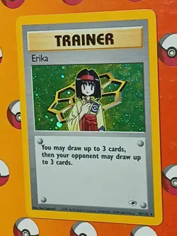 Pokemon TCG Erika Trainer Card 16/132 Holo Rare Gym Heroes With Swirl - Image 1